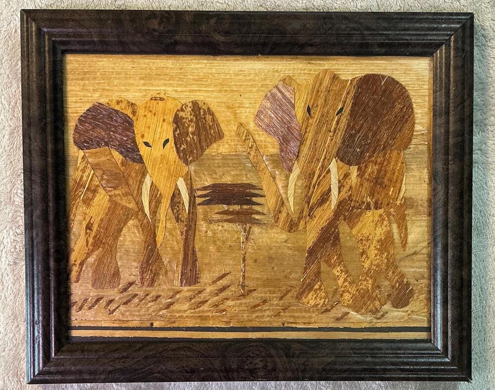 Banana Leaf Print Vintage Framed African Art